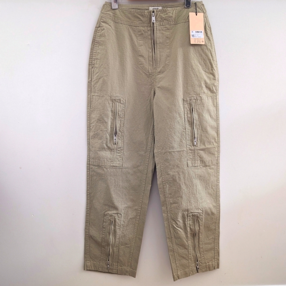 SCOTCH & SODA | Women's Tan Stretch Ripstop Straight Leg Relaxed Utility Pants